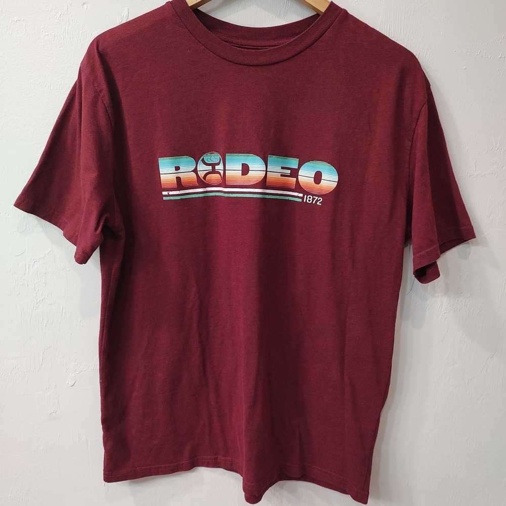 Hooey Cowboy Rodeo Graphic T-Shirt Sz Large Burgundy Red Unisex Short‎ Sleeve